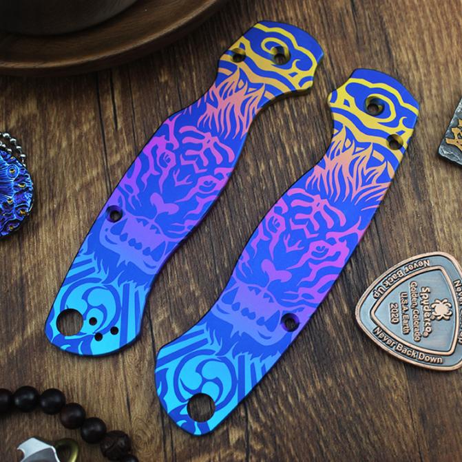 Spyderco Para Military 2 Titanium Scales C81 Japanese Hannaya Handle - Image 10