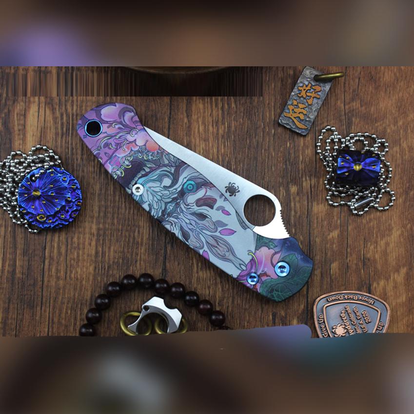 Spyderco Para Military 2 Titanium Scales C81 Japanese Hannaya Handle - Image 3