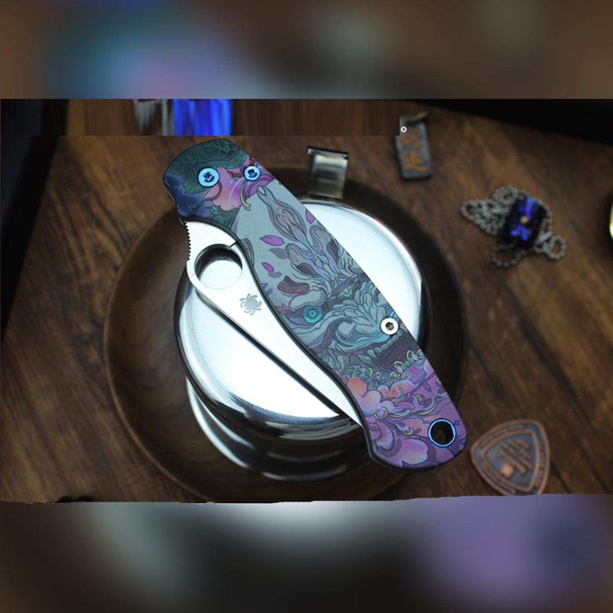 Spyderco Para Military 2 Titanium Scales C81 Japanese Hannaya Handle - Image 5