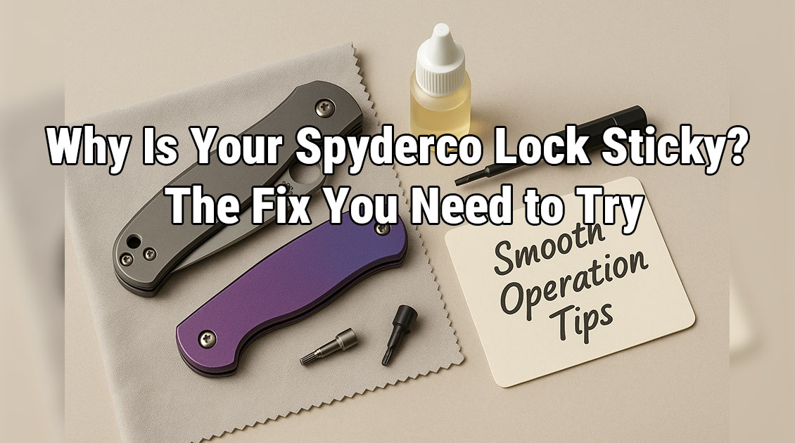 Cleaning a sticky Spyderco knife lock with a cotton swab and lubricant