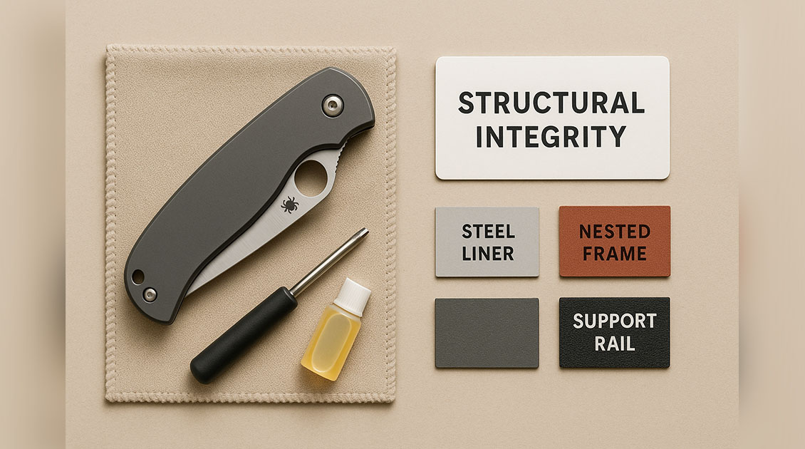 Repairing bent Spyderco liners with careful reshaping on a padded vise