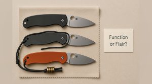 Spyderco knife with paracord lanyard and bead threaded through the lanyard hole